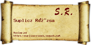 Suplicz Rózsa névjegykártya